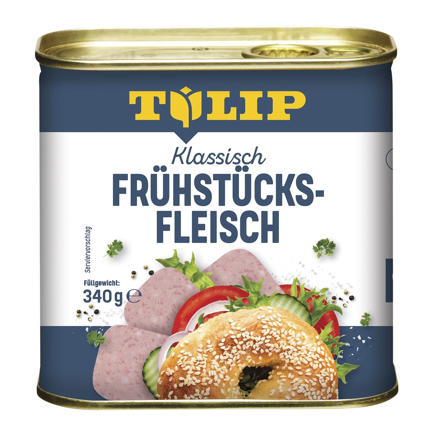 Tulip Frühstücksfleisch Dosenprodukt mit Bagel und Salat